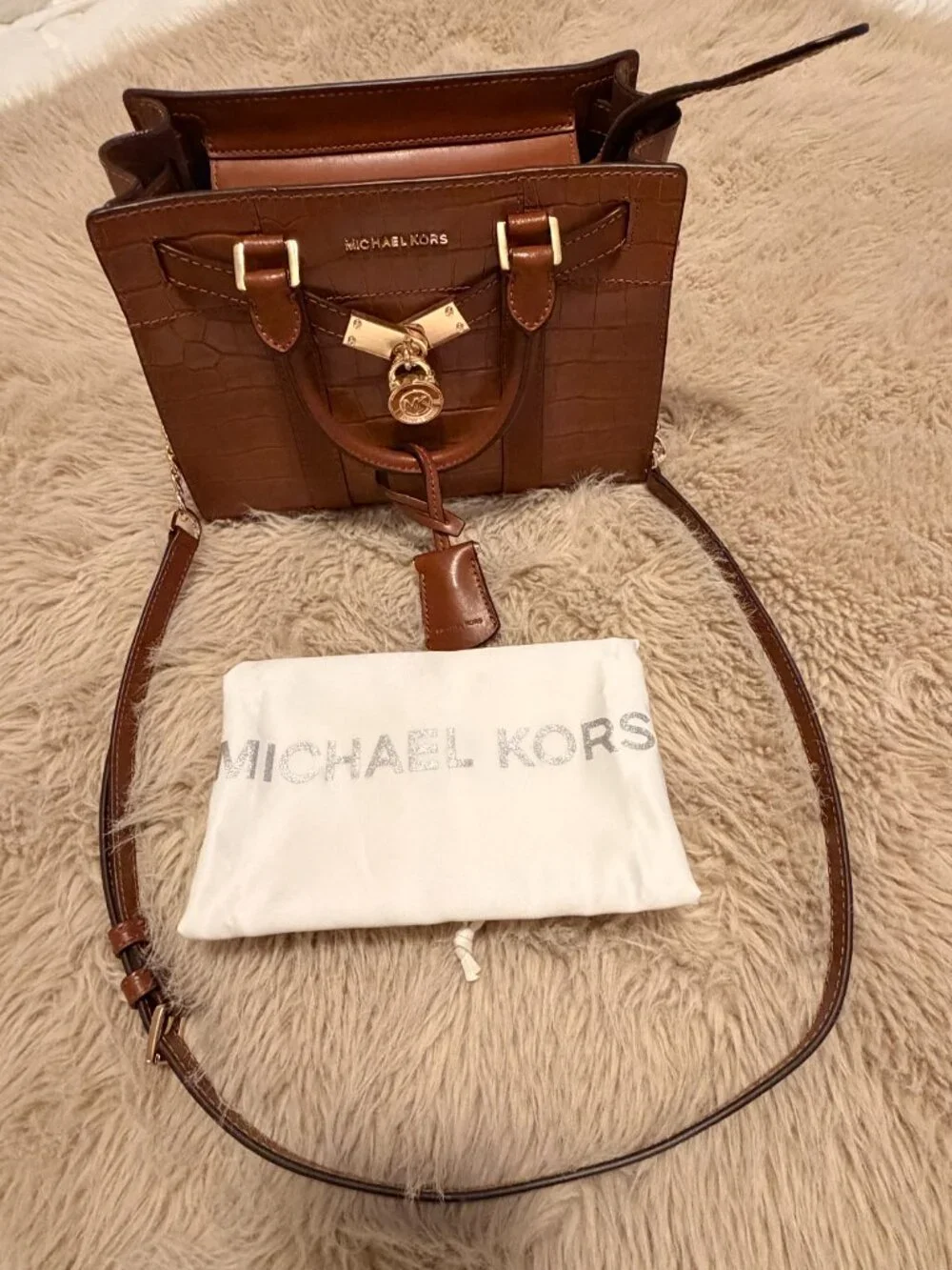 Michael Kors Nouveau Hamilton Small Satchel | Chestnut Leather | NEW 🤎